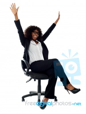 Excited African Female Executive Stock Photo