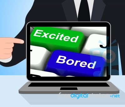 Excited Bored Keys Displays Exciting And Boring Websites Stock Image