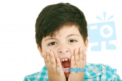 Excited Face Of Small Boy Stock Photo