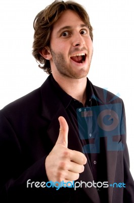 Excited Male With Thumbs Up Stock Photo