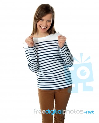 Excited Smiling Teenager Stock Photo