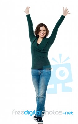 Excited Victorious Woman Expressing Success Stock Photo