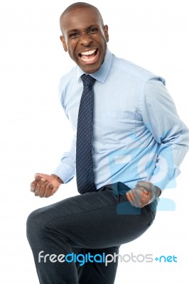 Excited Young Business Executive Stock Photo