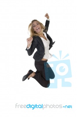 Excited Young Businesswoman Stock Photo