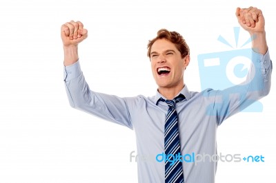 Excited Young Male Executive Stock Photo