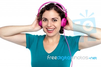 Excited Young Music Lover Stock Photo