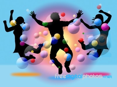 Excitement Jumping Indicates Disco Dancing And Activity Stock Image