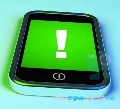 Exclamation Mark On Phone Shows Attention Warning Stock Image