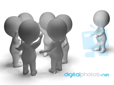 Excluded From Group 3d Character Shows Bullying Stock Image