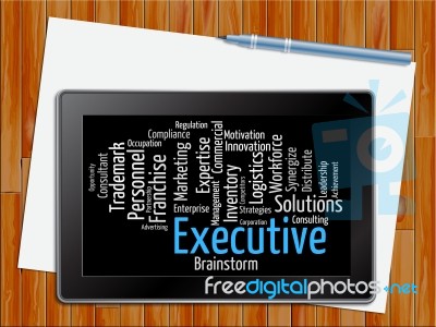 Executive Word Indicates Senior Manager And Md Tablet Stock Image