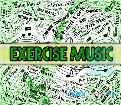 Exercise Music Indicates Sound Tracks And Exercised Stock Image