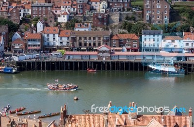 Exit From Whitby Harbour In North Yorkshire Stock Photo