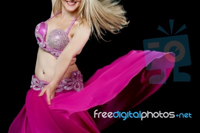 Exotic Belly Dancer Isolated On Black Stock Photo