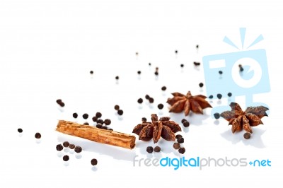 Exotic Spices On White Background Stock Photo