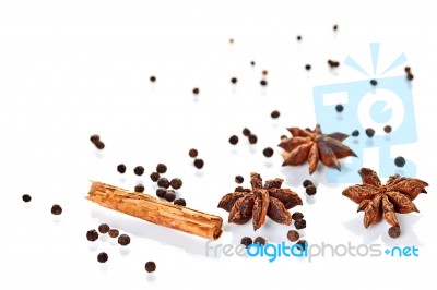 Exotic Spices On White Background Stock Photo