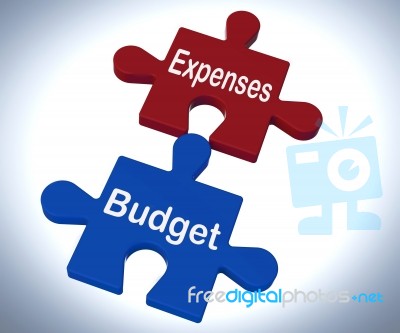 Expenses Budget Puzzle Shows Company Bookkeeping And Balance Stock Image