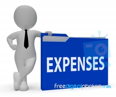 Expenses Folder Shows Document Financial 3d Rendering Stock Image