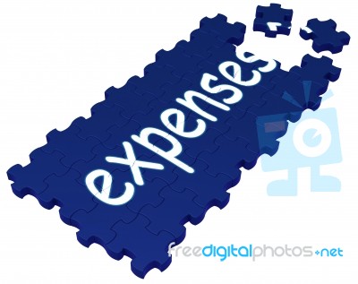 Expenses Puzzle Showing Invoices And Payment Stock Image