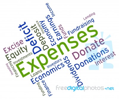 Expenses Word Represents Outgoing Outlays And Budgeting Stock Image