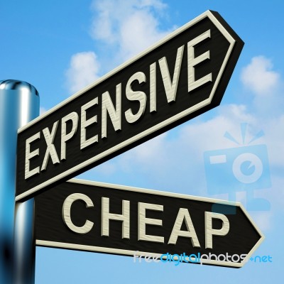 Expensive Or Cheap Directions Stock Image