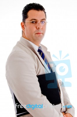 Experienced Executive With Business Reports Stock Photo