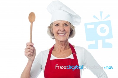 Experienced Female Chef Posing Stock Photo