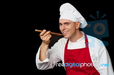 Expert Chef Tasting The Dish Stock Photo