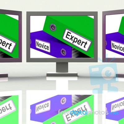 Expert Novice Screen Mean Learner And Advanced Stock Image