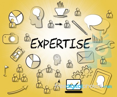 Expertise Icons Means Trained Experts And Proficiency Stock Image