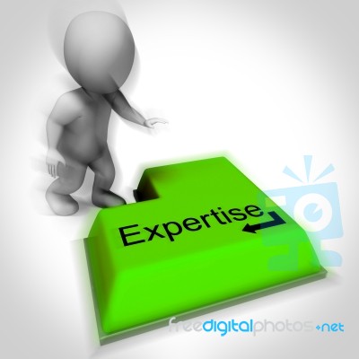 Expertise Keyboard Shows Specialist Knowledge And Proficiency Stock Image