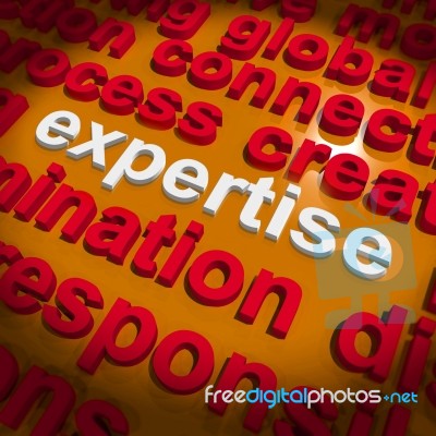 Expertise Word Cloud Shows Skills Proficiency And Capabilities Stock Image