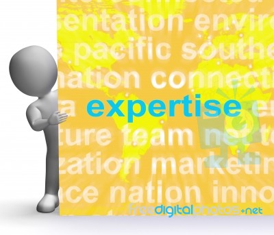 Expertise Word Cloud Sign Shows Skills Proficiency And Capabilit… Stock Image