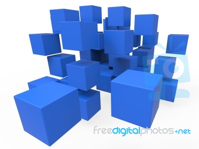 Exploded Blocks Showing Unorganized Puzzle Stock Image