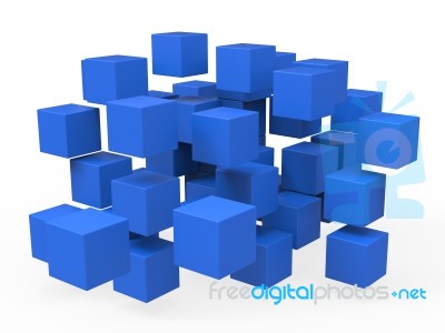 Exploded Blocks Shows Unorganized Puzzle Stock Image