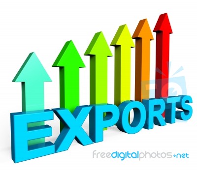 Exports Increasing Shows International Selling And Exportation Stock Image