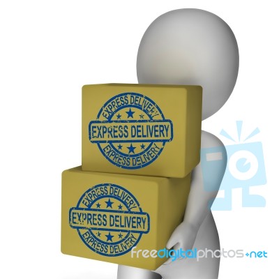 Express Delivery Boxes Show Fast Sending And Shipping Stock Image