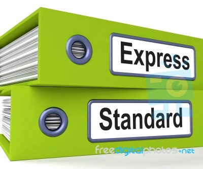 Express Standard Folders Mean Fast Or Regular Delivery Stock Image