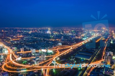 Express Way Overview At Twilight Stock Photo