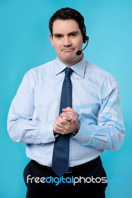 Expressive Call Center Executive Stock Photo