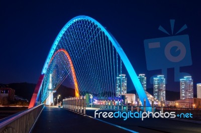 Expro Bridge At Night In Daejeon,korea Stock Photo