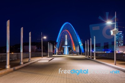 Expro Bridge At Night In Daejeon,korea Stock Photo