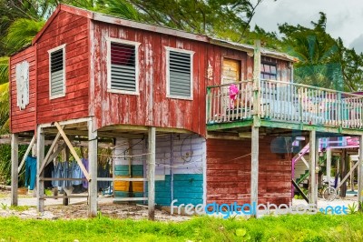 Exterior Of The Buildings In Caye Caulker Belize Stock Photo