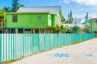 Exterior Of The Buildings In Caye Caulker Belize Stock Photo