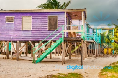 Exterior Of The Buildings In Caye Caulker Belize Stock Photo