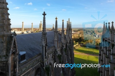 Exterior View Of Ely Cathedral Roofline Stock Photo