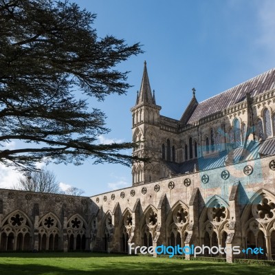 Exterior View Of Salisbury Cathedral Stock Photo