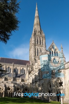 Exterior View Of Salisbury Cathedral Stock Photo