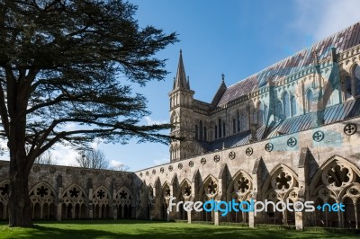 Exterior View Of Salisbury Cathedral Stock Photo