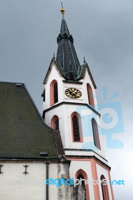 Exterior View Of St. Vitus Church In Krumlov Stock Photo