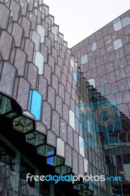 Exterior View Of The Harpa Concert Hall In Reykjavik Stock Photo